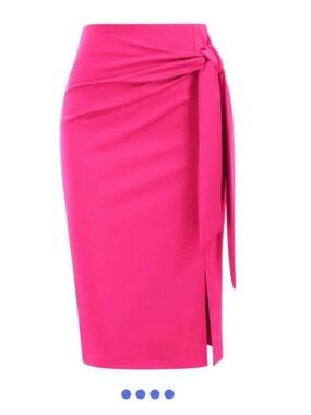 Tie-Waist Midi Pencil Skirt in Fuchsia
